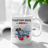 Couple Conjoint Photo Personnalisée Tasse Blanche Personnalisée - Ensemble Depuis Le Coeur De Pierre